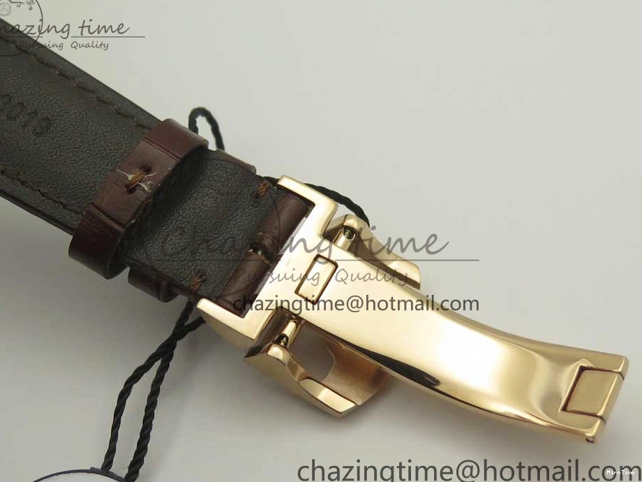 MIROTIME 0209 Portuguese Tourbillon IW504602 RG ZF Best Edition White Dial on Brown Leather Strap Stretchable 7178